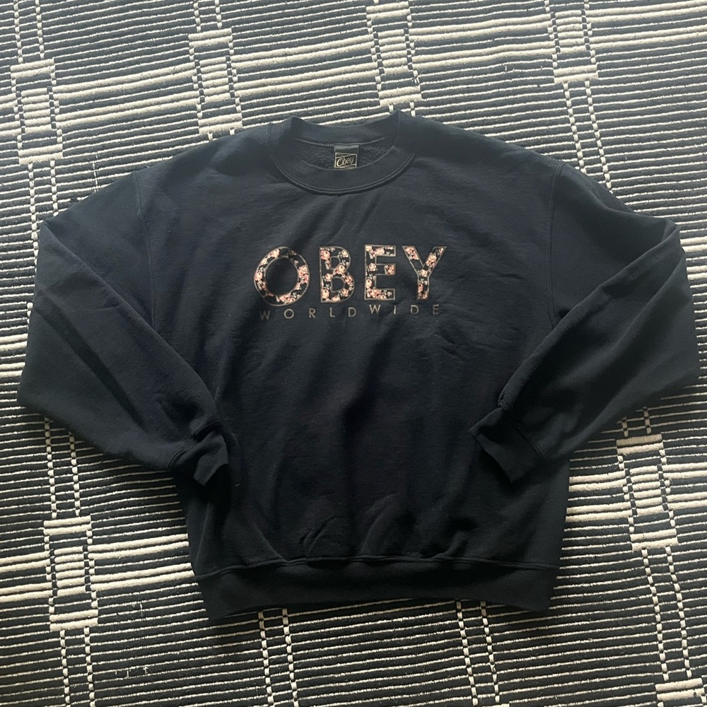 Obey Black Crewneck with Logo